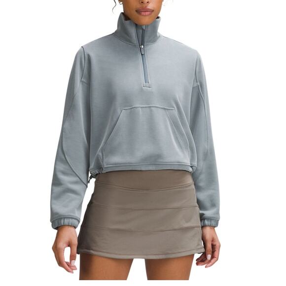 Lululemon Sweaters - Lululemon Brushed Teal Softstreme Half Zip Pullover Size 8